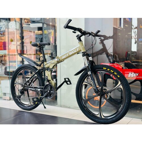 Горный велосипед складной HOT WOLF 597, 24 дюймов / подростковый, мужской и женский для прогулки / скоростной, спортивный велик серый