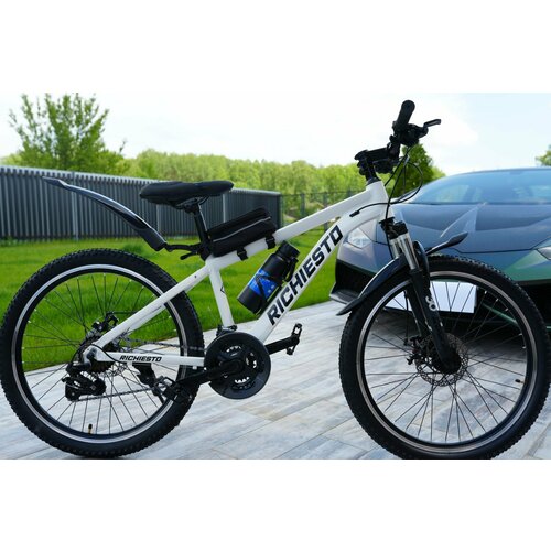 Велосипед RICHIESTO 24 Алюминиевая рама 14 Горный Для детей и подростков Спортивный Универсальный белый матовый 24500₽