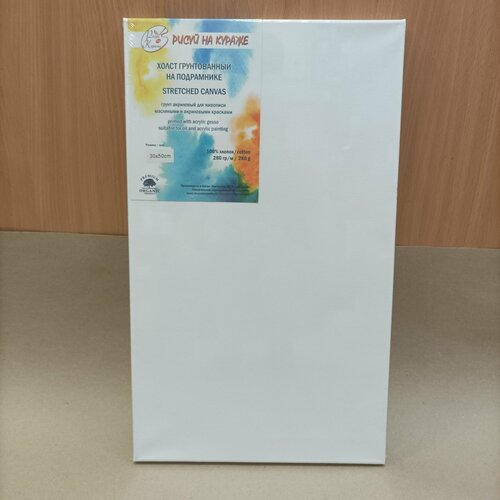 Холст грунтованный 3050 см на подрамнике хлопок 280гм2 с клиньями Рисуй на кураже 846₽