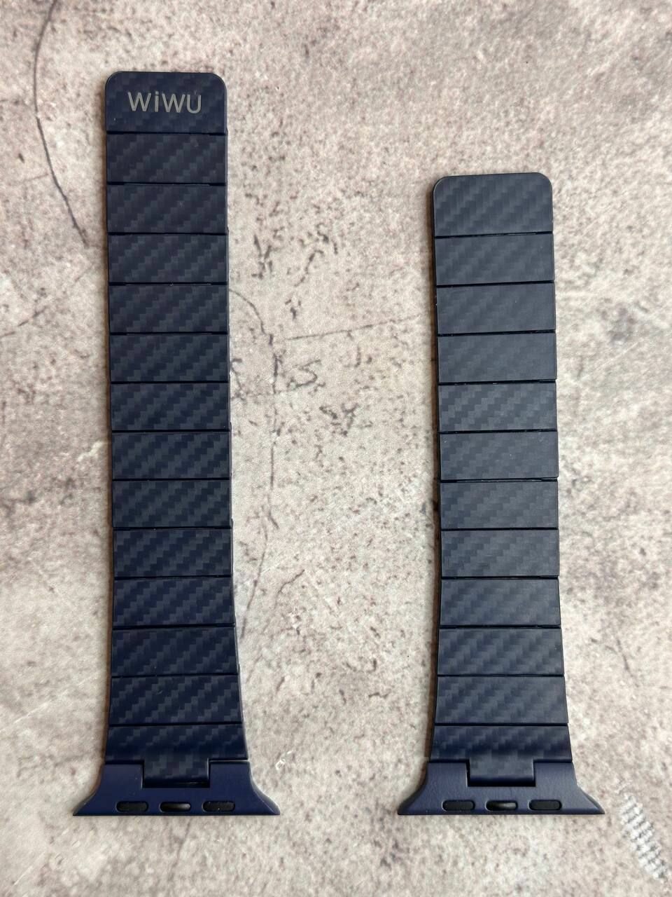 Ремешок на магнитах металлический Wiwu Carbon Fiber Pattern для часов Apple Watch 42/44/45/49 Black — фото 1