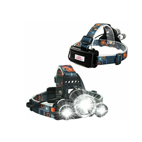 Сверхяркий Популярнейший налобный фонарь с тремя интегрированными фонарями и регулировкой угла аккумуляторный