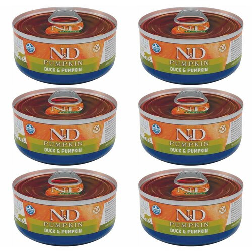Farmina Влажный корм Консервы N&D PUMPKIN для кошек утка с тыквой, 70 грамм, 6 штук
