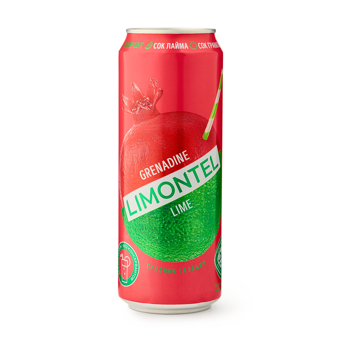 Напиток Limontel "Гренадин-Лайм", баланс сладости и свежести, газированный, 0,45 л