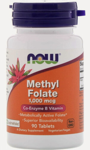 Изображение товара NOW Foods Methyl Folate, Метил Фолат 1000 мкг 90 таблеток