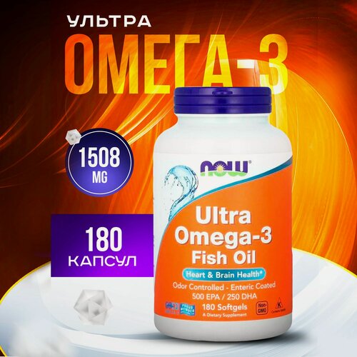 Изображение товара Now Foods Ultra Omega-3 Ультра омега-3, 500 ЭПК/250 ДГК, 180 капсул