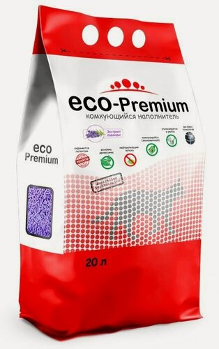 Изображение товара Наполнитель для кошачьих туалетов Eco Premium Лаванда древесный комкующийся с ароматом Лаванды 7,6 кг 20 л