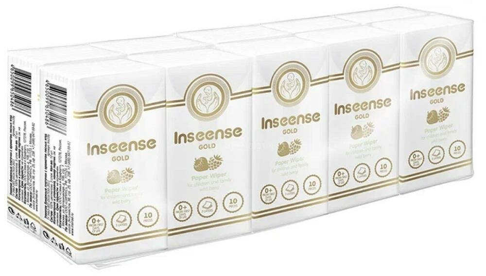 Inseense Платочки бумажные 3 слоя 10шт лесные ягоды 10штбл