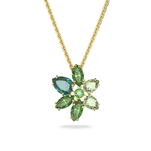 Колье SWAROVSKI кристаллы Swarovski длина 38 см зеленый золотой 5100₽