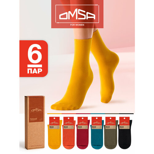 фото Носки omsa omsa eco, комплект, 6 пар, размер 39-41 (25-27), мультиколор