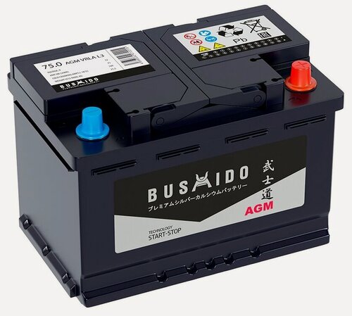 Изображение товара Аккумулятор автомобильный Bushido AGM 75 А/ч 760 А обр. пол. Евро авто (278x175x190) L3.0