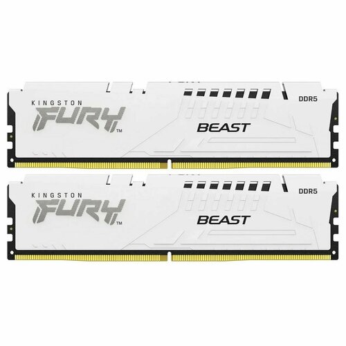 Комплект модулей памяти Kingston DDR5 32GB 2x16GB DDR5 6000MTs CL30 FURY Beast White EXPO Kit of 2 1RX8 30-36-36 14V 288-pin 61211₽