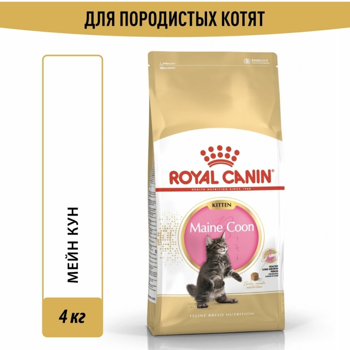 Royal Canin Maine Coon Kitten Сухой корм для котят породы мейн-кун в возрасте до 15 месяцев, 4 кг