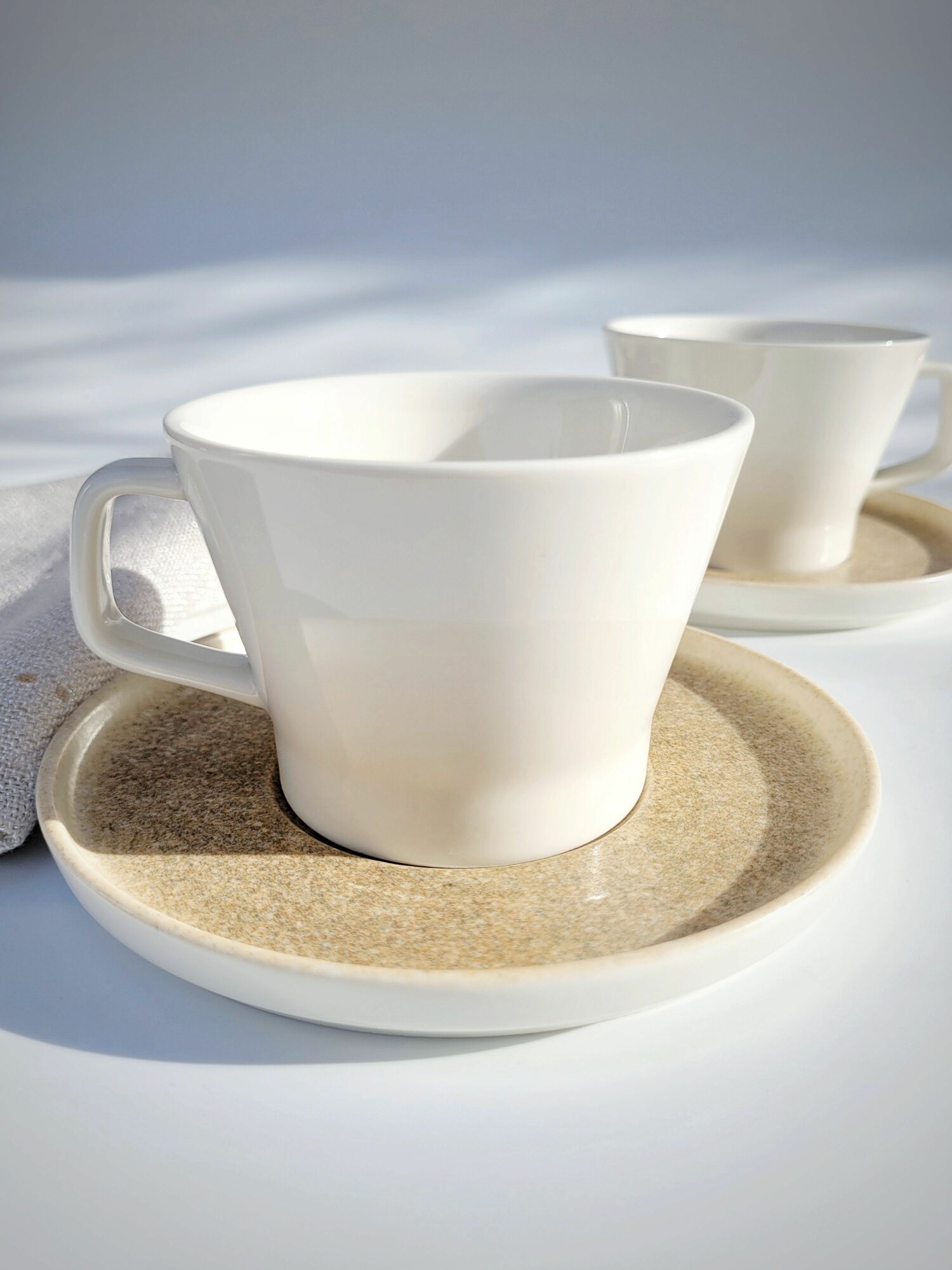 Чайная пара бежевая Porland by PIOLI  Zenit  1 шт  255 мл  Ударопрочный фарфор  чашка с блюдцем  для чая  горячих напитков 