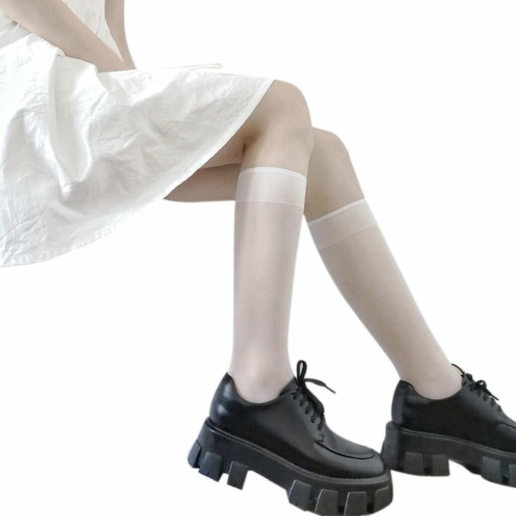 Ультратонкие гольфы jk white для голени-белые гольфы для голени фото