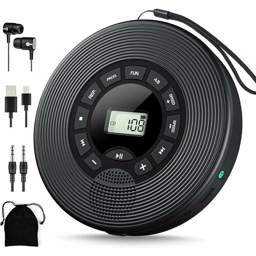 ZUIDID Портативный CD-плеер с Bluetooth, Black