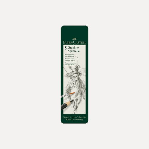 Изображение товара Набор акварельных карандашей Faber-Castell Graphite Aquarelle (НВ-8B, заточенные) метал. коробка, 5шт. (117805)