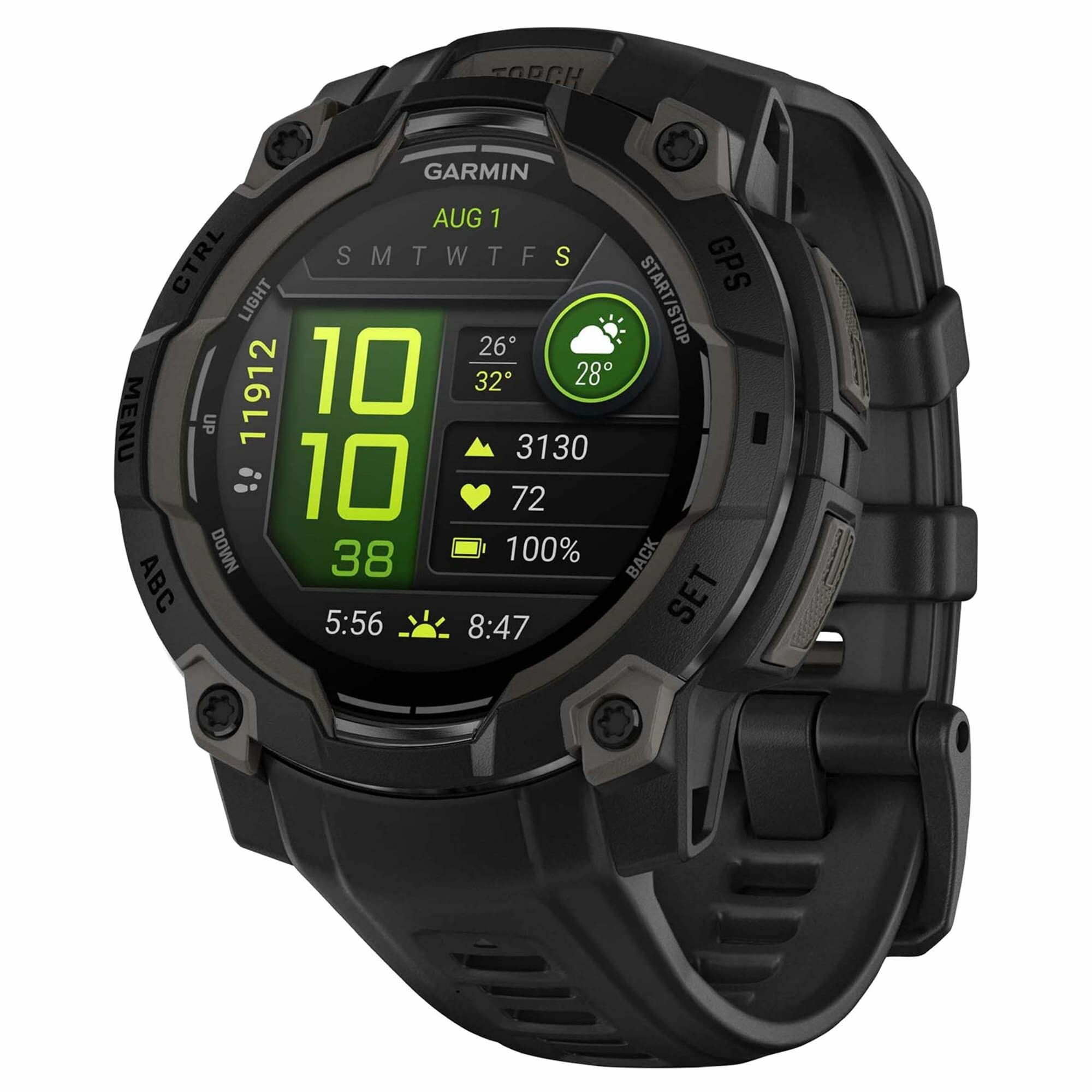 Умные часы Garmin Instinct 3 45мм, черные с силиконовым ремешком