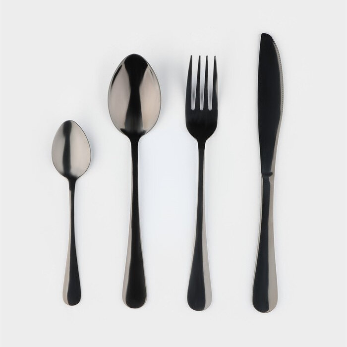 Столовые приборы из нержавеющей стали 24 предмета цвет чёрный