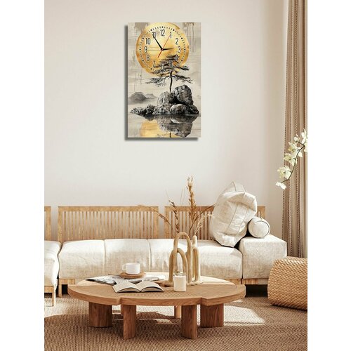 Картина - часы настенные на холсте LOFTime Луна дерево камни Ч-667-3555