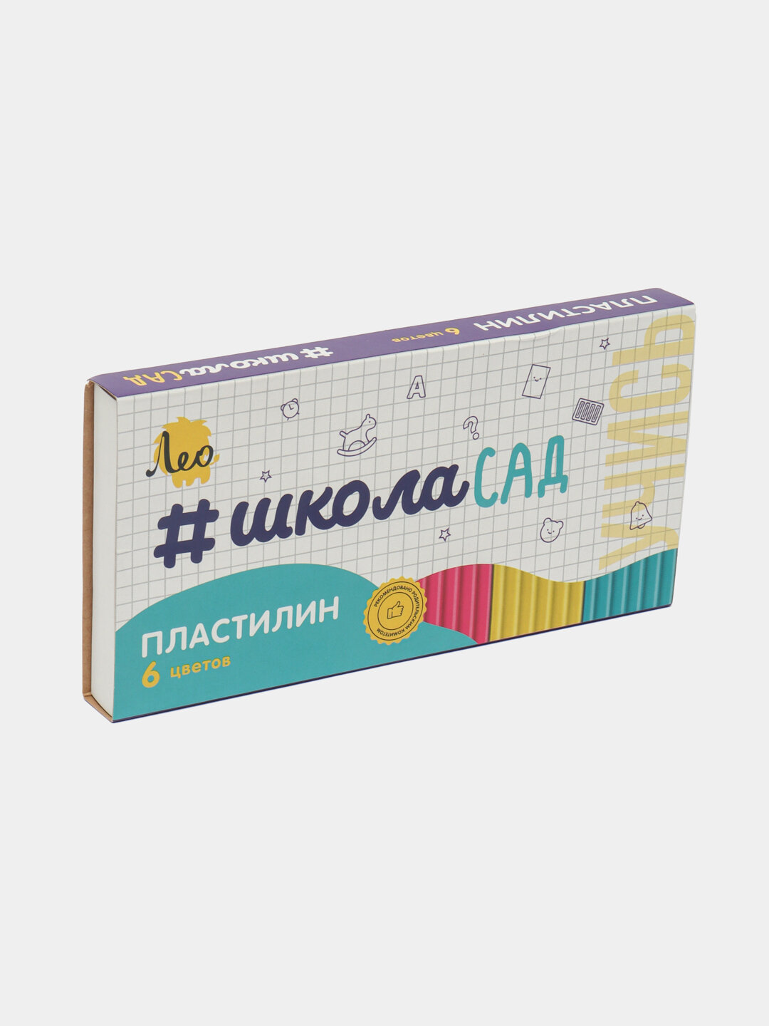 Детский пластилин Луч-Leo "ШколаСад", 6 цветов, классический, для лепки и творчества, без запаха.