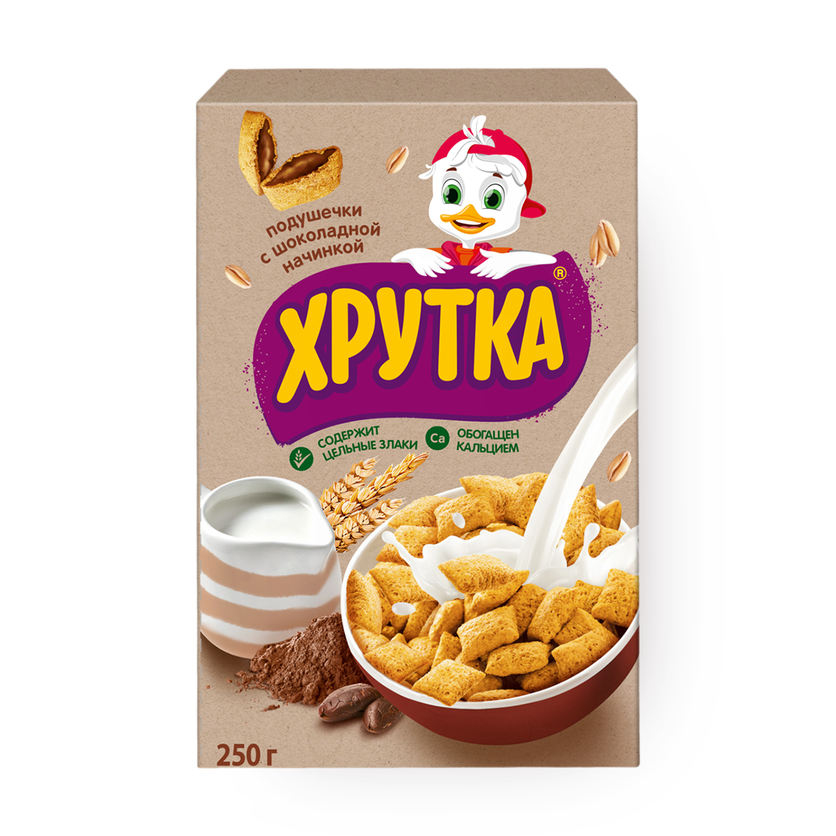 Подушечки шоколадные «Хрутка» с цельными злаками, 250 g