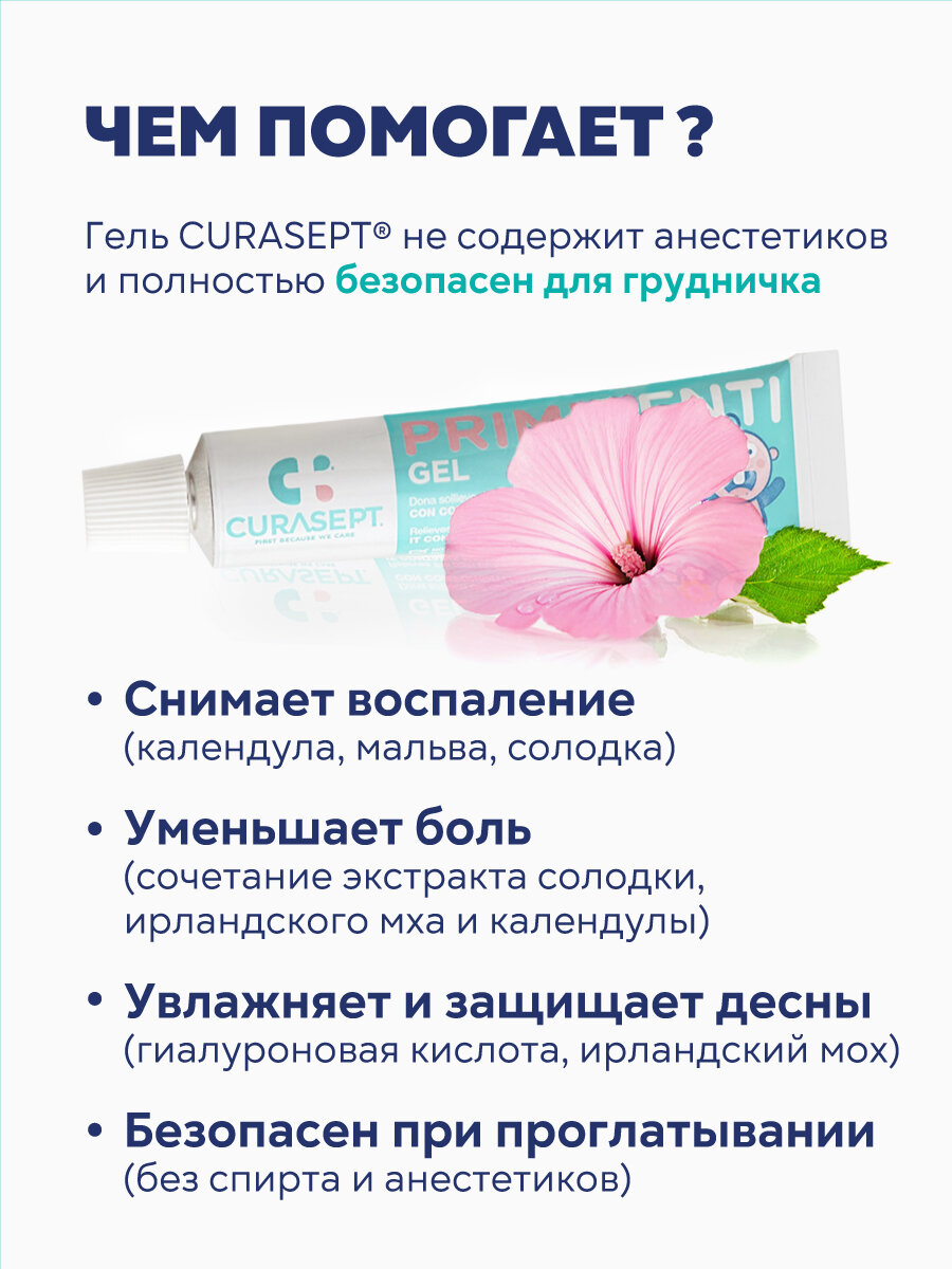 Детский гель для десен CURASEPT Primidenti "Первые Зубы" при прорезывании зубов, обезболивающий, Курасепт, 20 мл, Италия — фото 1