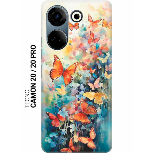 фото Силиконовый чехол на tecno camon 20 / 20 pro / техно камон 20 / 20 про с рисунком "бабочки акварелью" slvgo