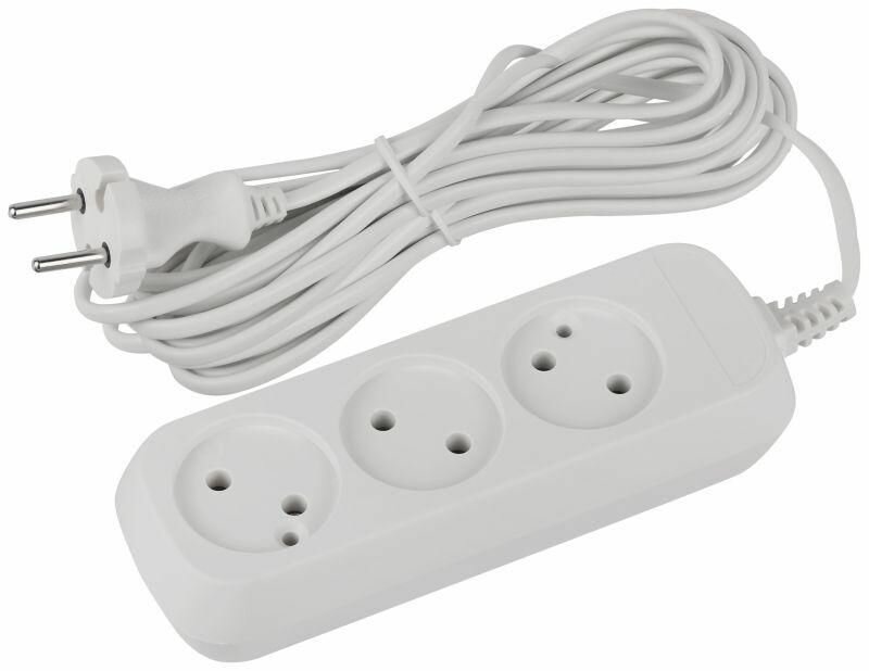 Удлинитель электрический UDL-6-350 Greenline 3 розетки без заземления 5м ШВВП 2х0.75кв. мм Эра Б0065070