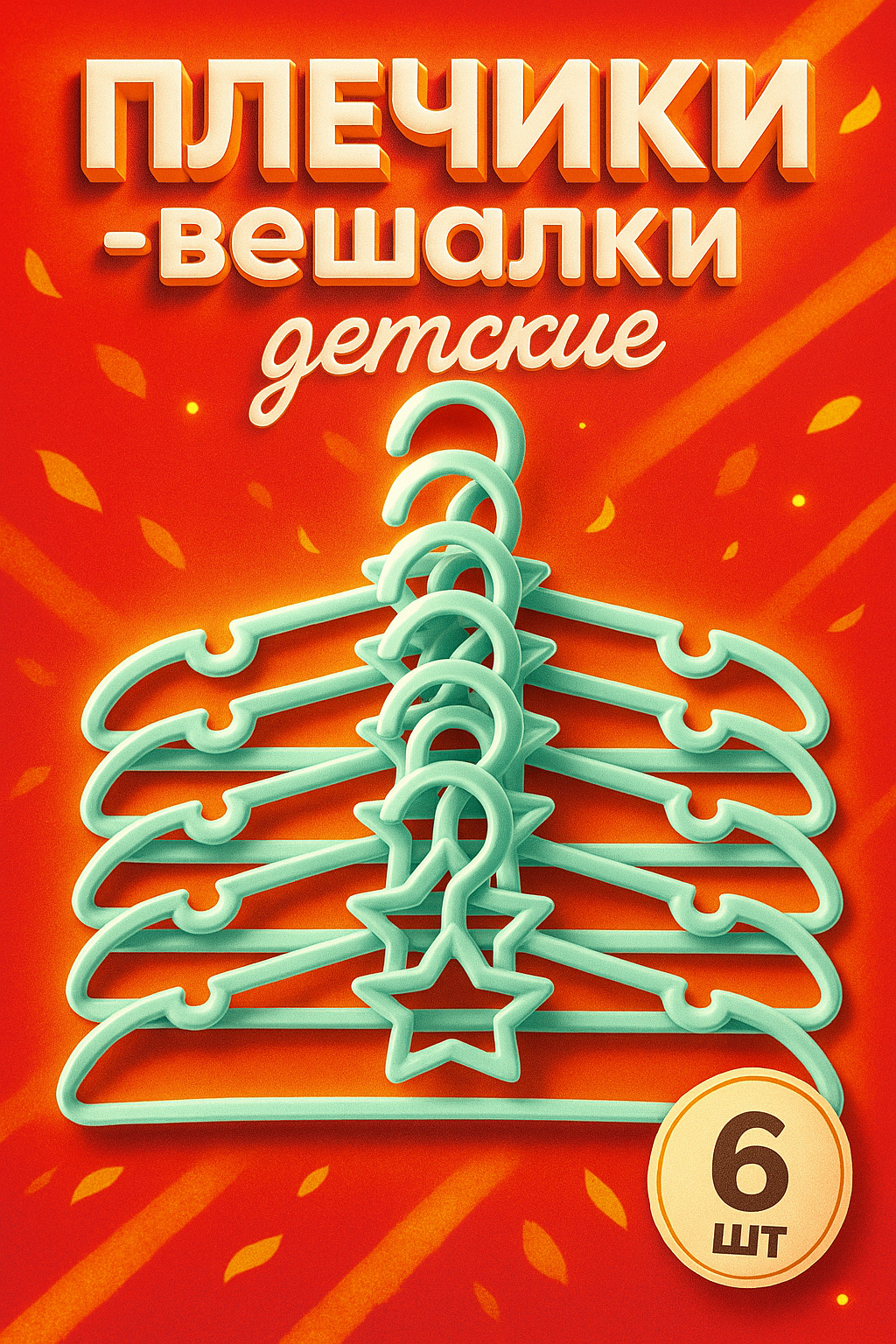 Плечики - вешалки для одежды Доляна «Звезда» 265×135 см 6 шт детские цвет голубой