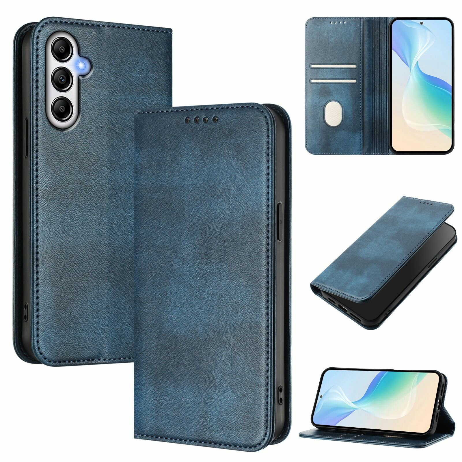 Кожаный чехол-книжка для Samsung Galaxy M14 5G (Самсунг Галакси M14 5G) с отделениями для карт и кошельком, Функция блокировки RFID