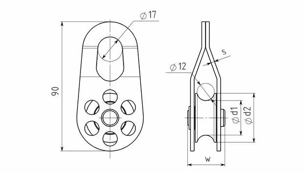 Блок-ролик вертикаль стальной с подшипником (ver 0402) — фото 1