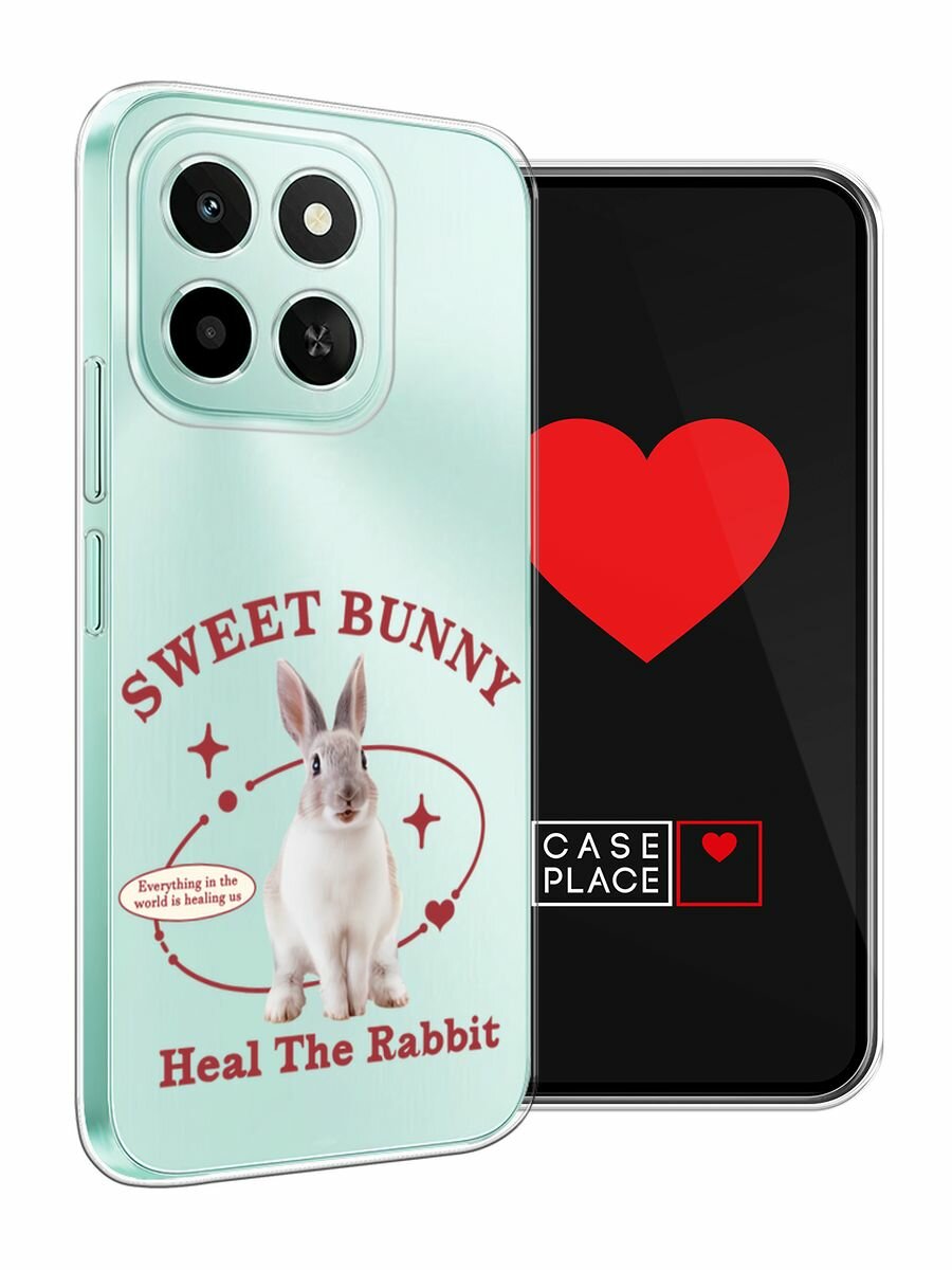 Чехол на Honor X6c / Хонор X6c с принтом "Heal the rabbit", прозрачный — фото 1