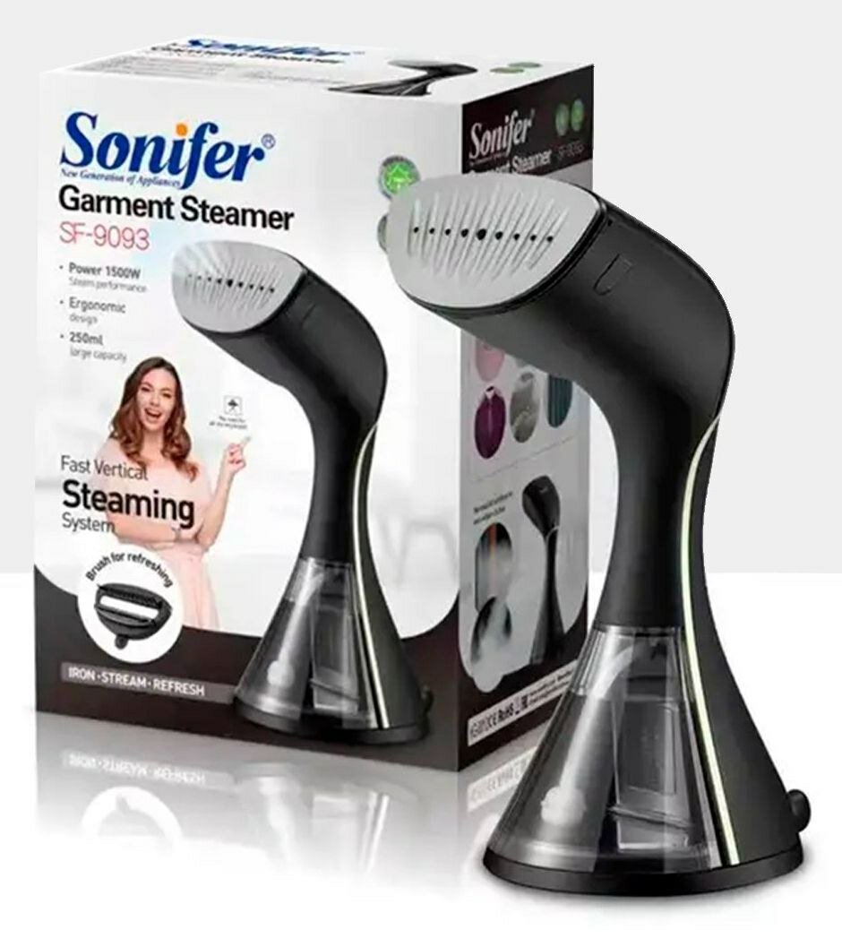 Паровой утюг-отпариватель Sonifer SF-9093, ручной, 1500 Вт, черный