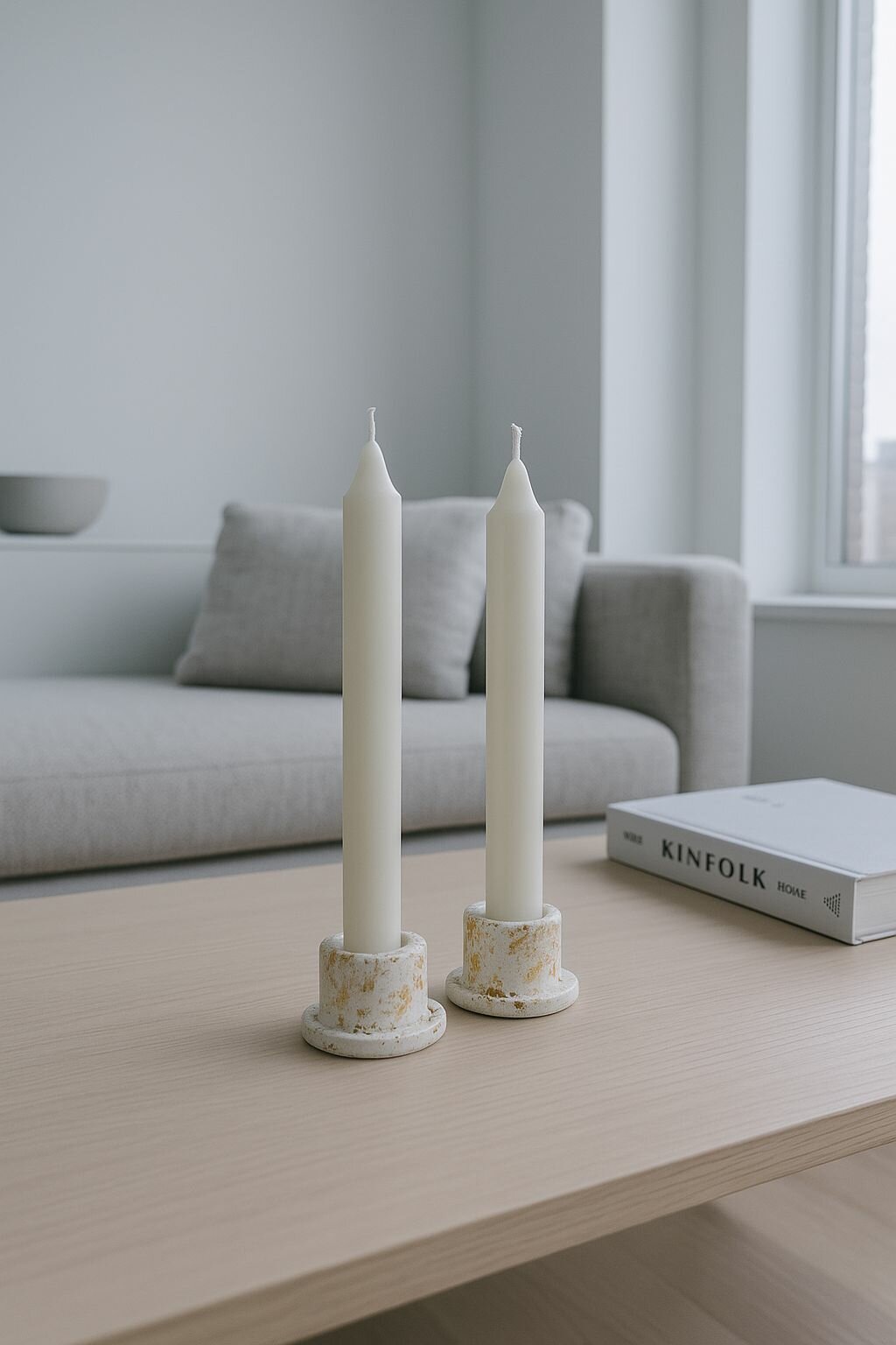 Набор подсвечников из гипса с золотой поталью 2 шт интерьерный декор ручная работа