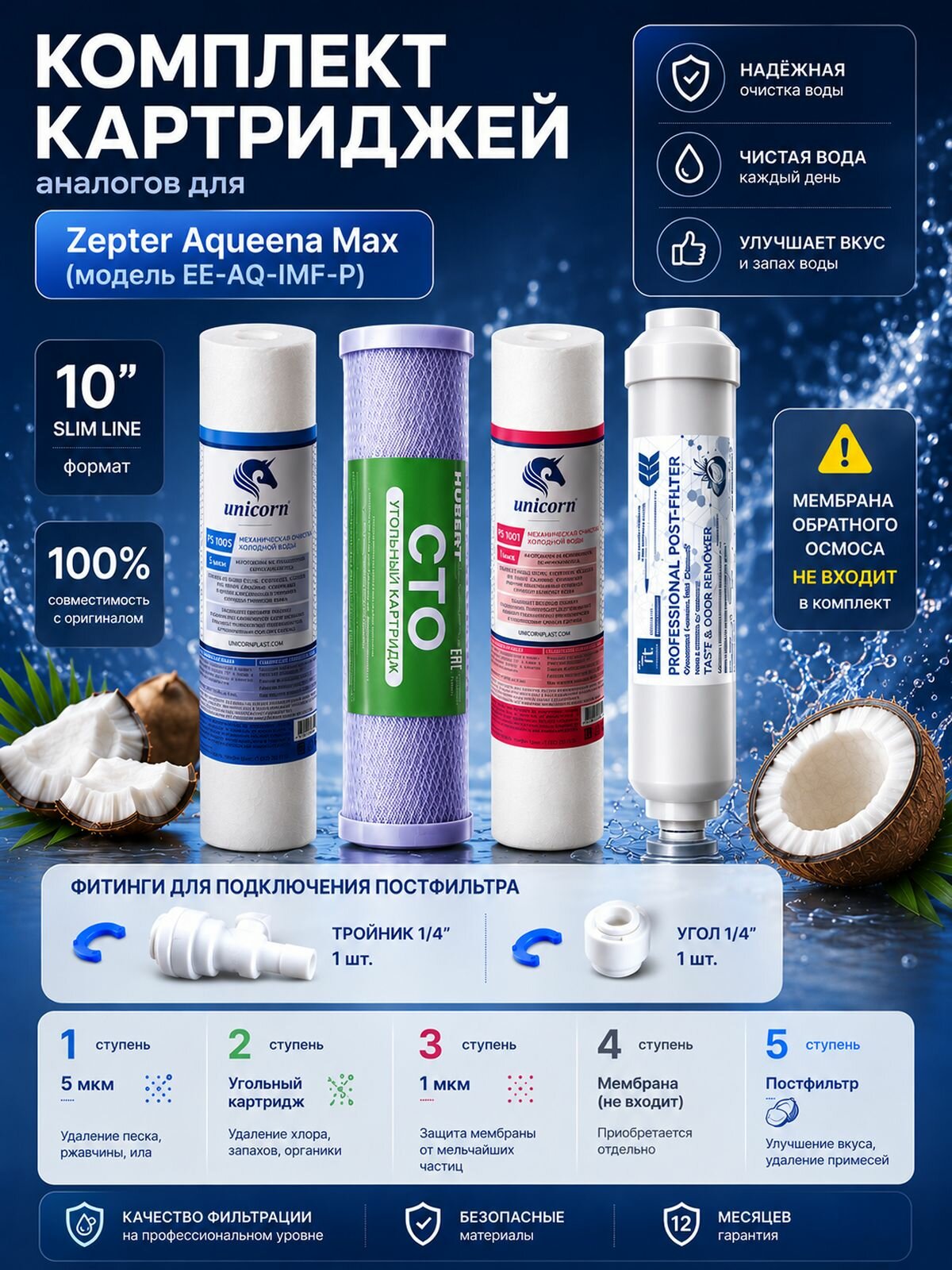 Картриджи для Zepter Aqueena Max EE-AQ-IMF-P (Аналог) 4шт