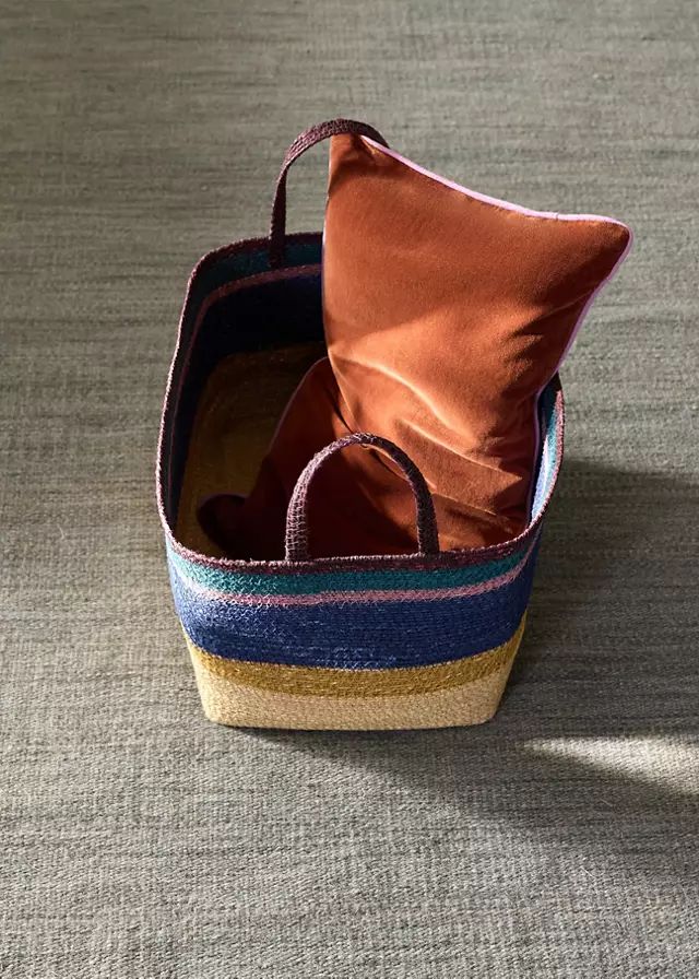 Корзина с разноцветными полосками MANGO 37 x 27 x 26 см цвет Индиго-синий