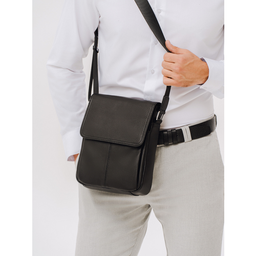 фото Сумка барсетка faustini 9805-black, фактура гладкая, черный