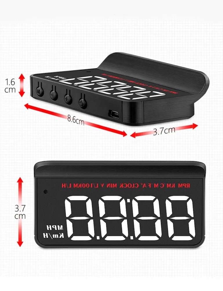 Проекционный дисплей M5 (HUD) с подключением через OBD2 (белый) — фото 6