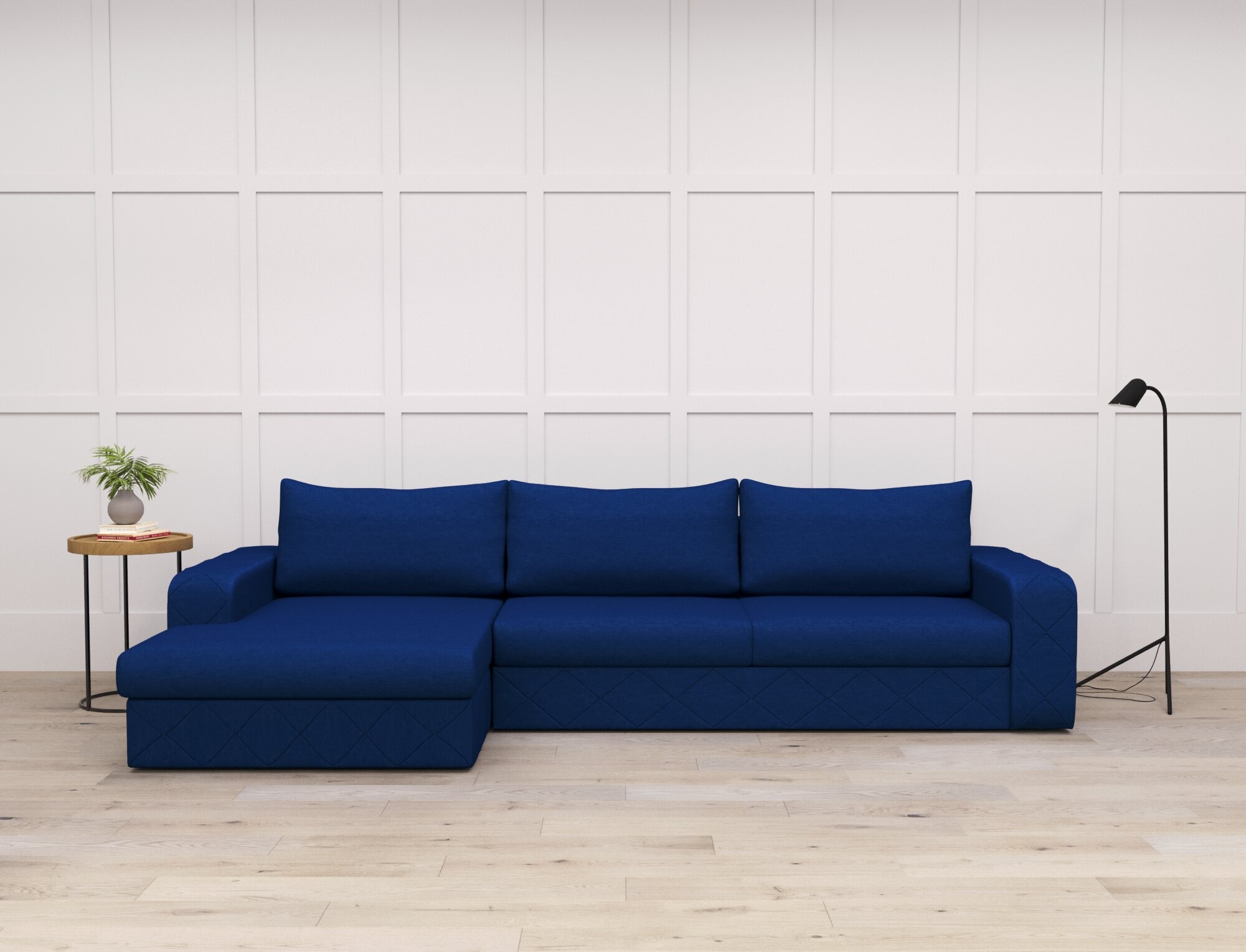 Угловой диван "Райли" с локтем в оттоманке 290x156x108 "нэндо" Velutto 26