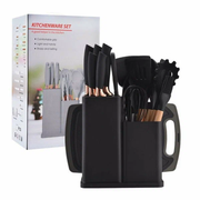 Поварешки кухонные набор Kitchenware Set 19 предметов силикон бамбук черный