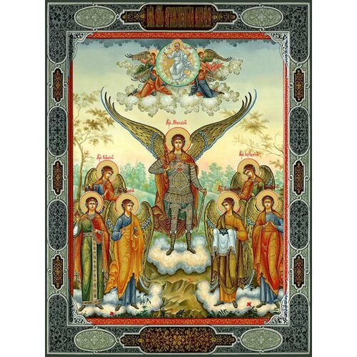Икона собор Архистратига Михаила на дереве икона собор архистратига михаила на светлом фоне размер 6 х 9 см