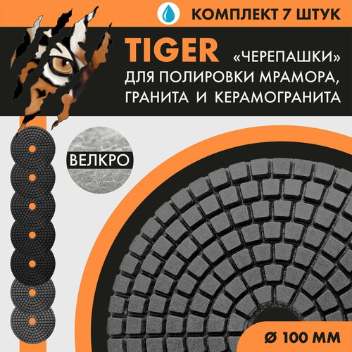 Набор дисков алмазных для полировки камня с водяным охлаждением TIGER 100 мм (7 номеров)