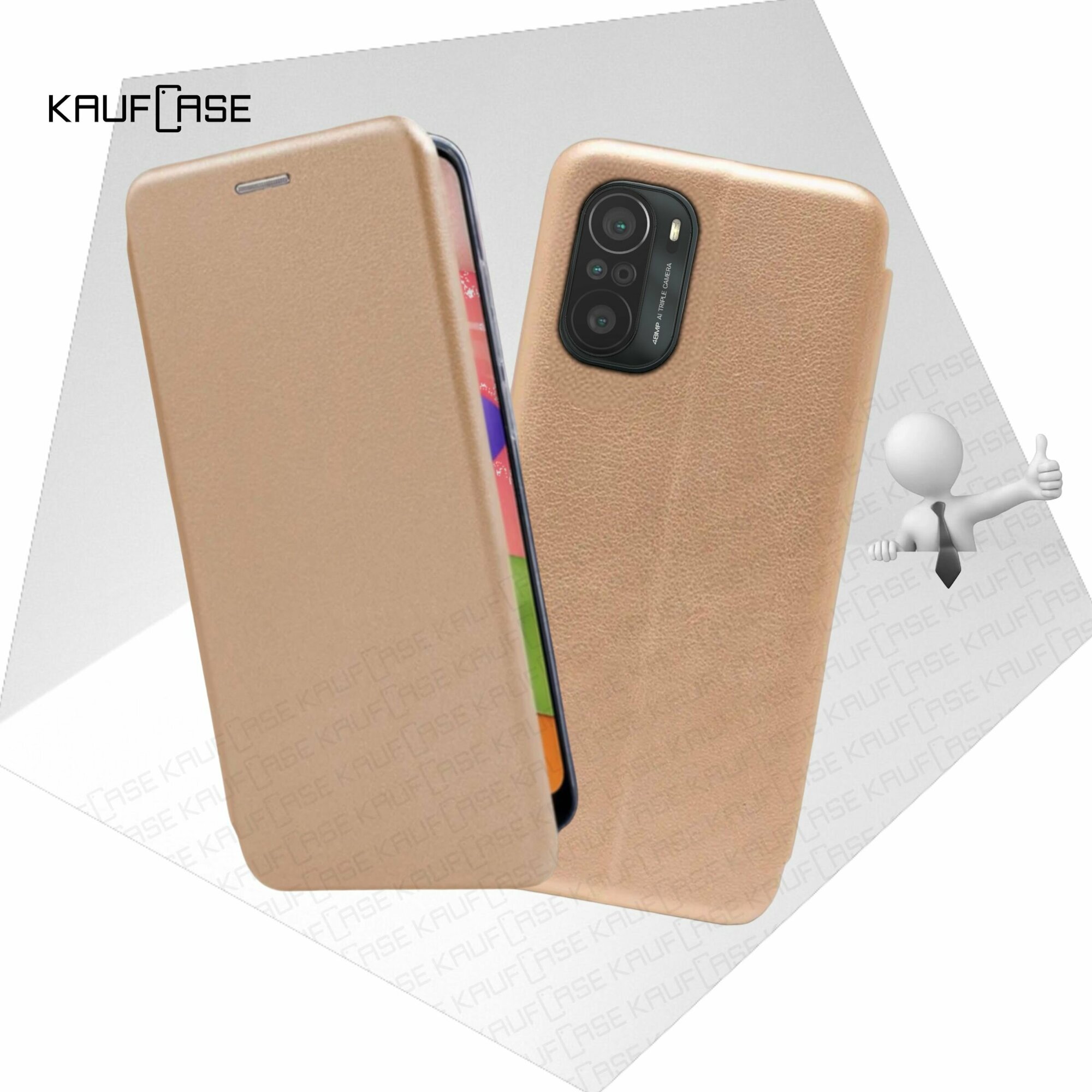 Чехол книжка KaufCase для телефона Xiaomi Poco F3 /Redmi K40 (6.67"), золото. Трансфомер