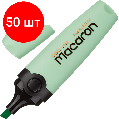 Комплект 50 штук, Маркер текстовыделитель Macaron, скошенный наконечник, 1-5 мм, зеленый