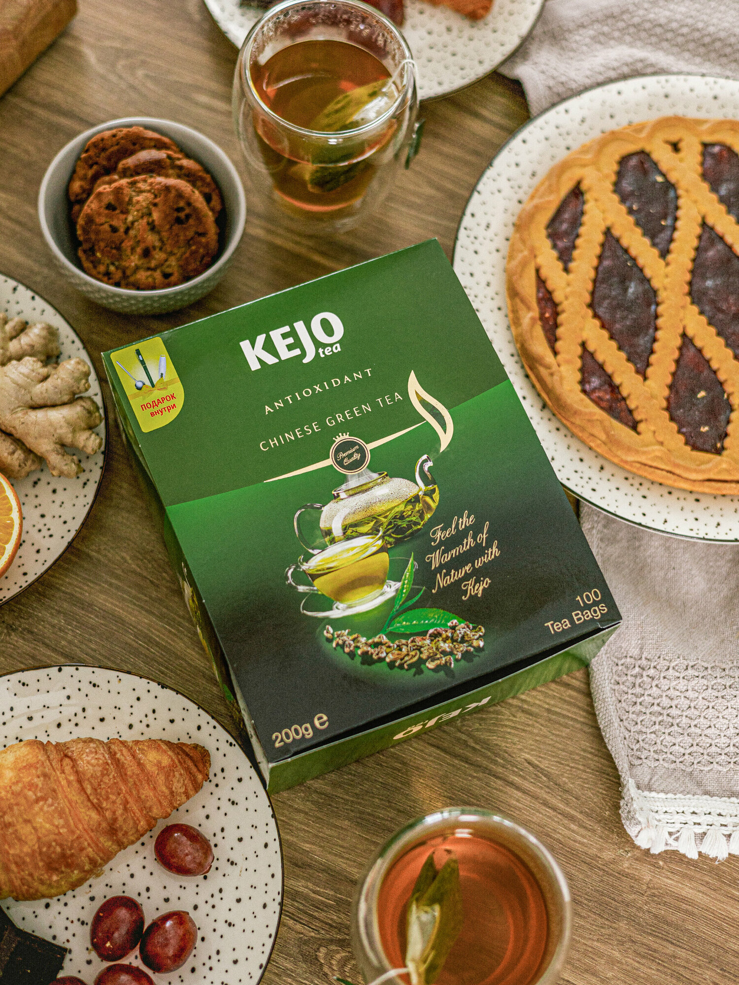 Чай в пакетиках зеленый ANTIOXIDANT CHINESE GREEN TEA KejoTea 100 штук