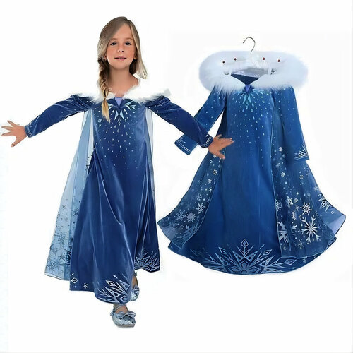 Платье для девочки Эльза зимнее с мехом - размер 130