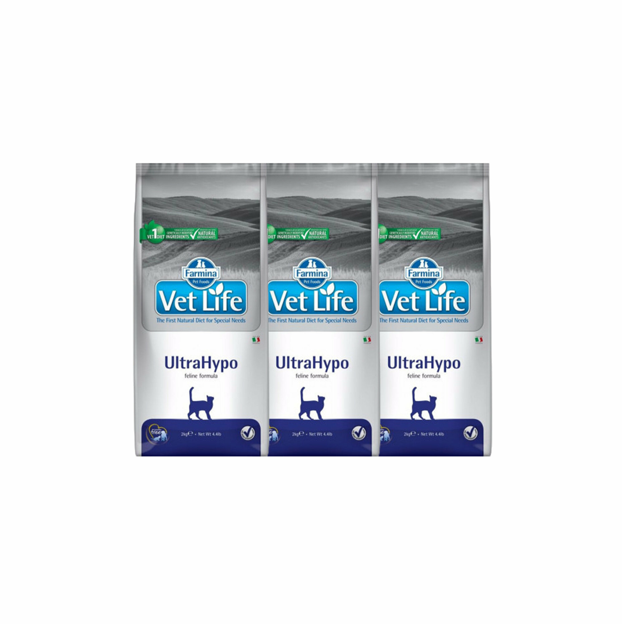 Farmina Vet Life Cat Ultrahypo сухой корм для взрослых кошек при пищевой аллергии - 2 кг x 3 шт.