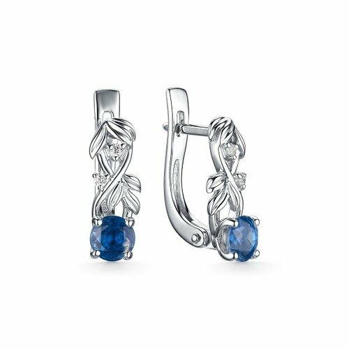 Серьги AV Jewelry, серебро, 925 проба, родирование, кианит, фианит, синий