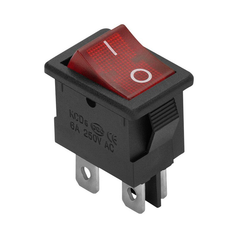 26846 8 Выключатель клавишный красный с подсветкой вкл-выкл 4 контакта 250В 6А прямоугольный (тип RWB-207 SC-768) 26846 8 duwi цена за 1 шт.