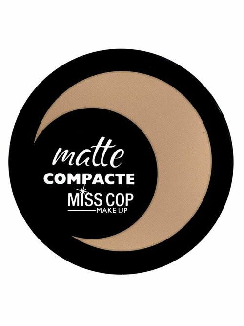 Пудра для лица матирующая MISS COP Compact компактная с зеркалом, светло бежевая 02 Light